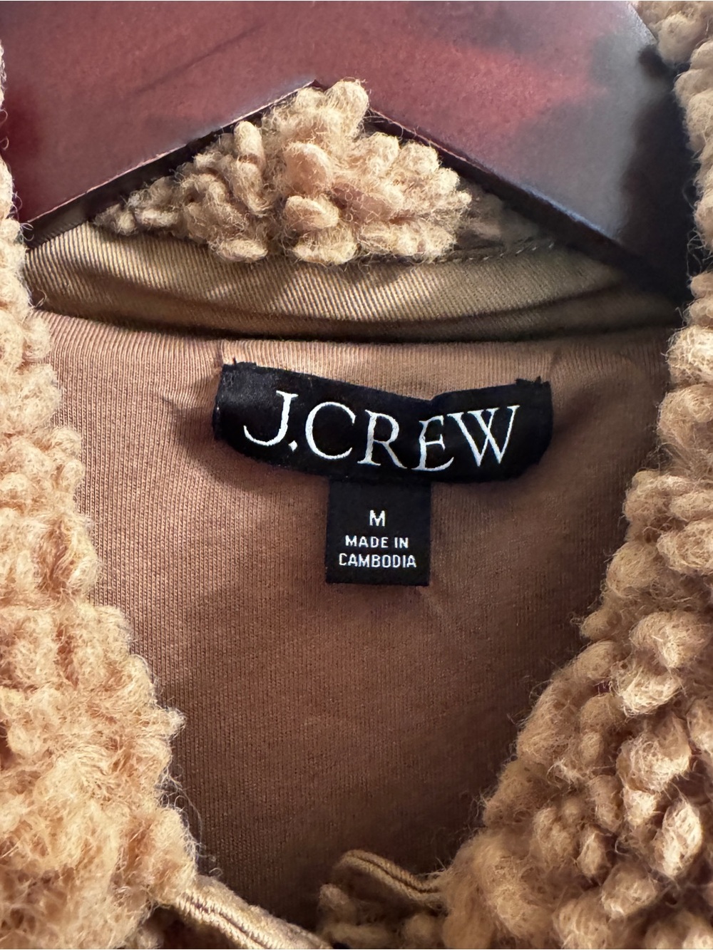 J.Crew Faux Sherpa Barn Jacket Camel Teddy Coat Sz M - Picture 3 of 7